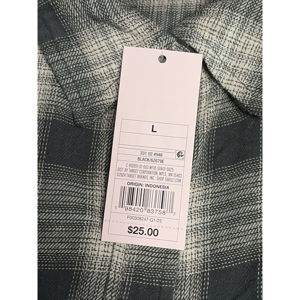 Wild Fable Oversized Flannel Shirt in Black Plaid w/ Pockets - Women's L - Picture 8 of 8